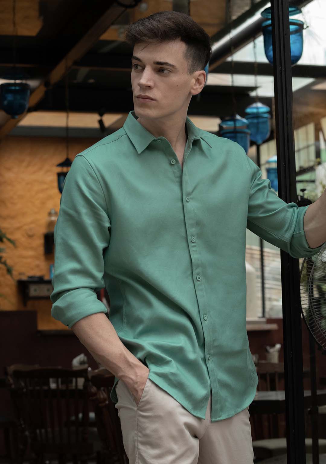 Tencel™ Shirt in Aqua Sea