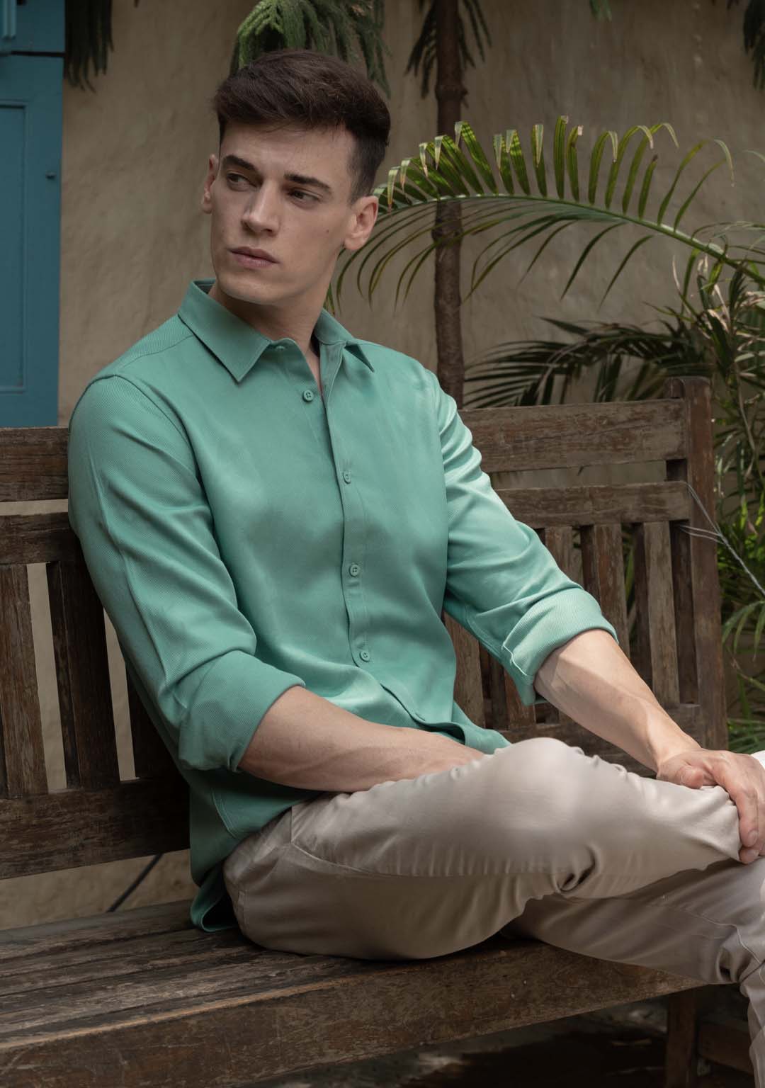 Tencel™ Shirt in Aqua Sea