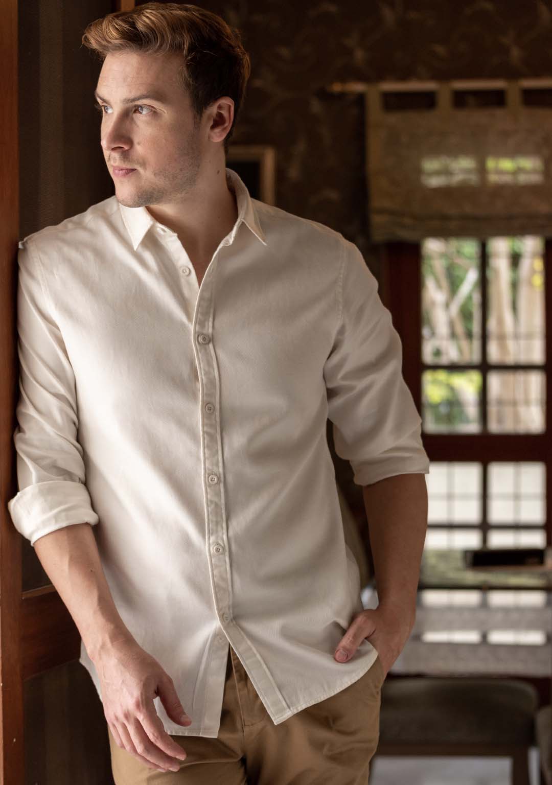 Buy Tencel™ Shirt in Ecru Online In India Free Shipping – Aristobrat