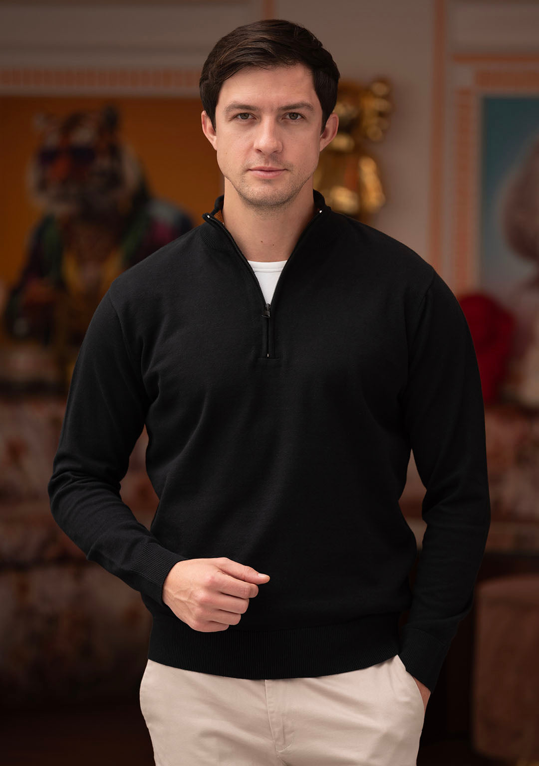 Half Zipper in Black