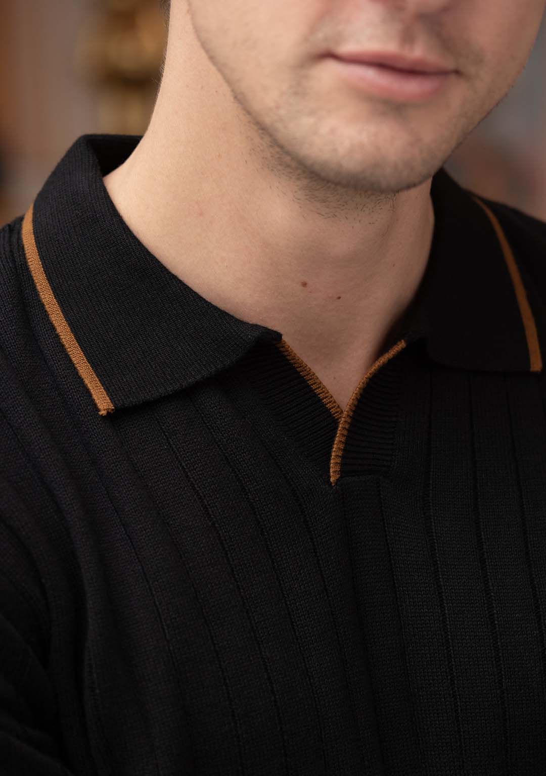 Knit Polo in Black