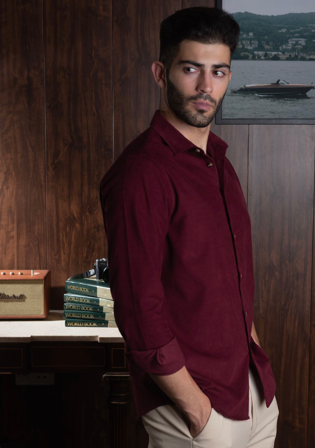 Corduroy Shirt in Merlot