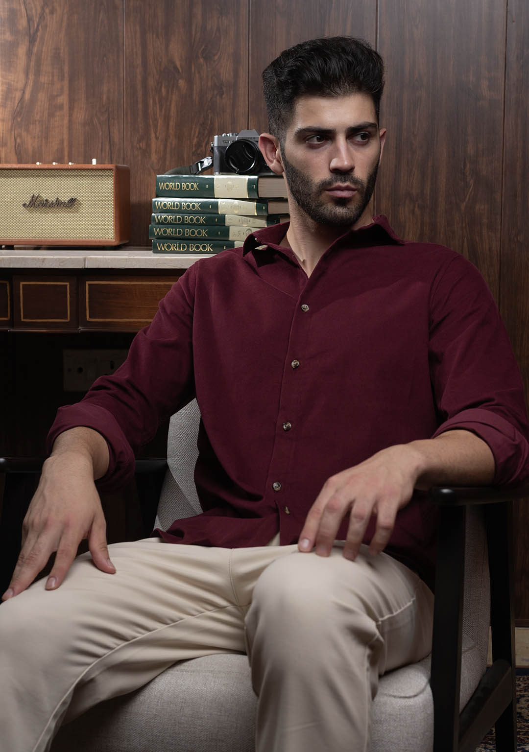 Corduroy Shirt in Merlot