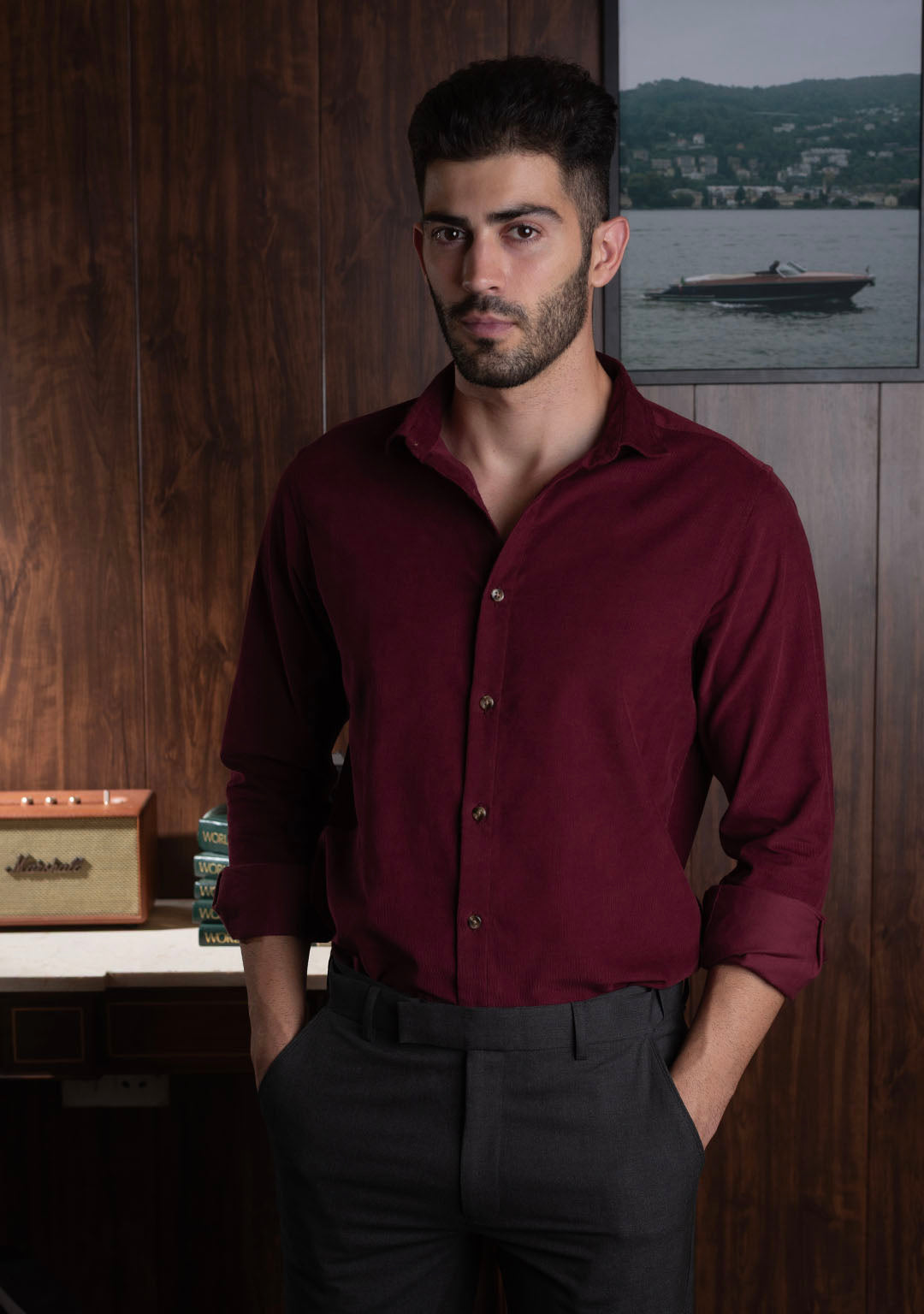 Corduroy Shirt in Merlot