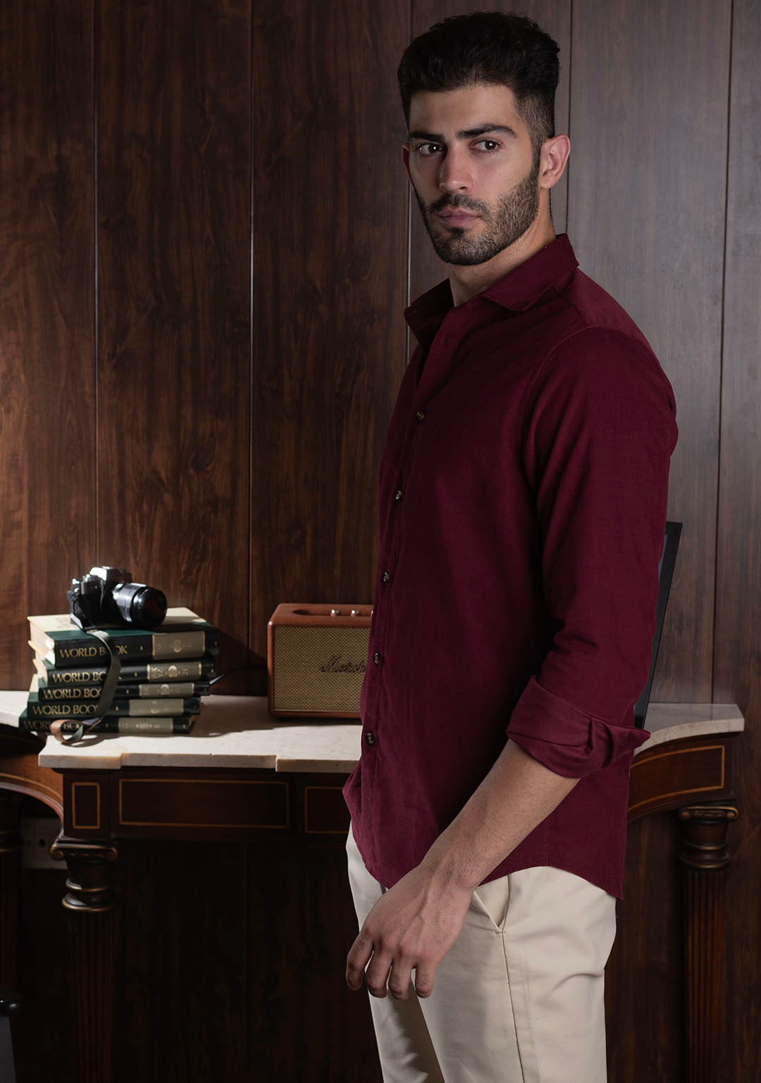 Corduroy Shirt in Merlot