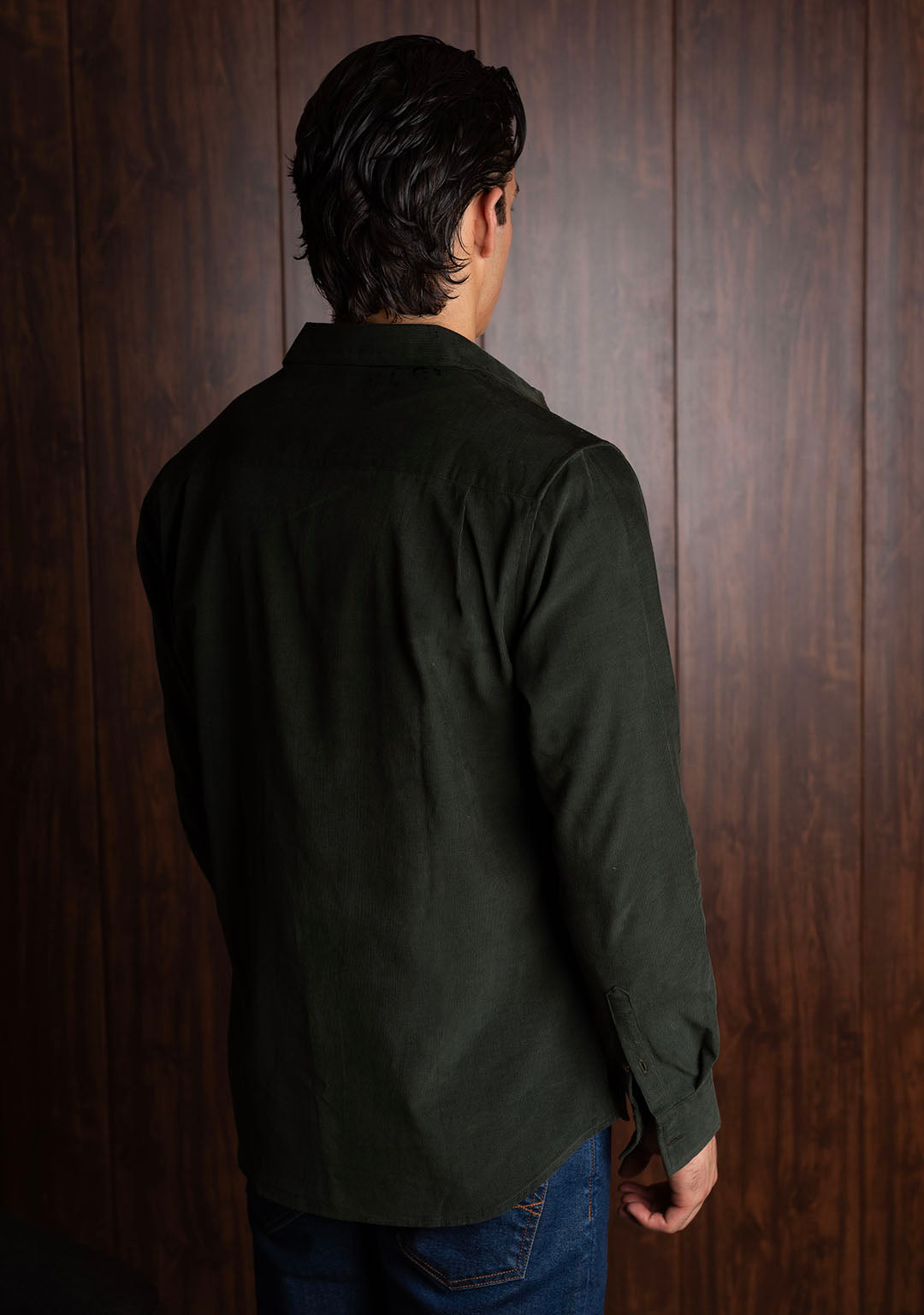 Corduroy Shirt in Pesto