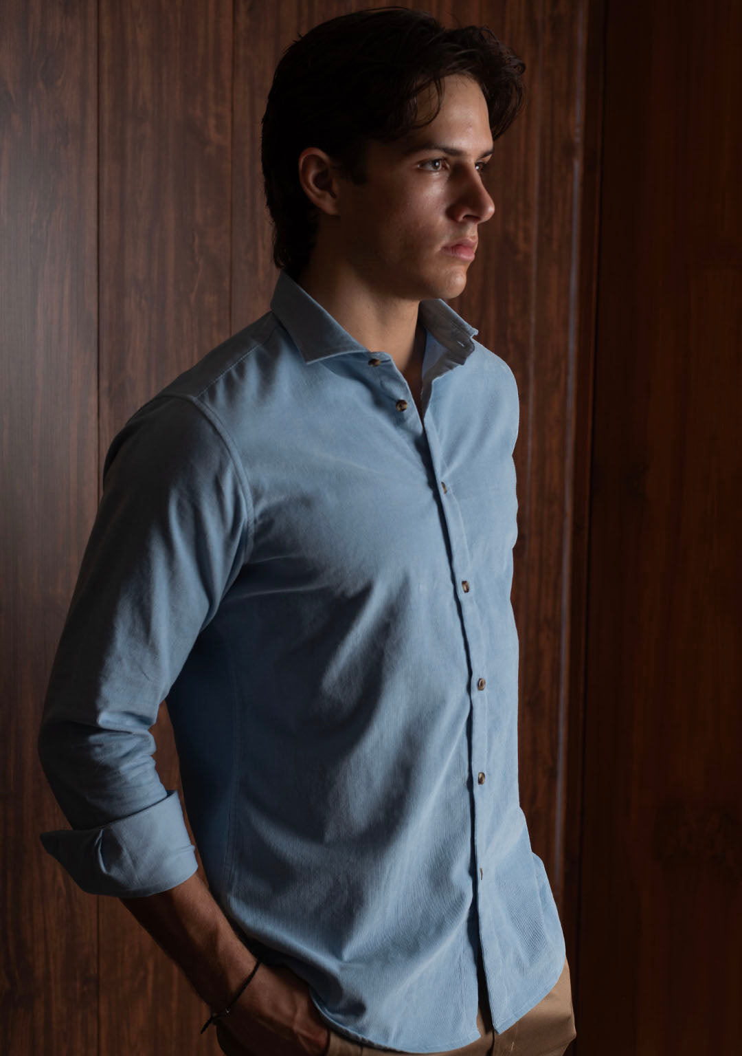 Corduroy Shirt in Powder Blue