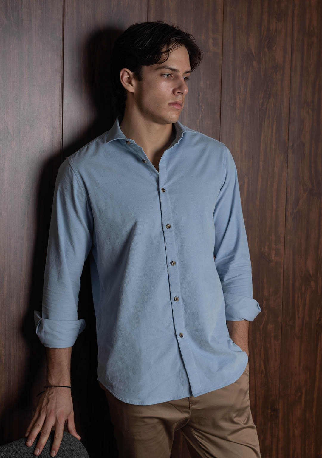 Corduroy Shirt in Powder Blue