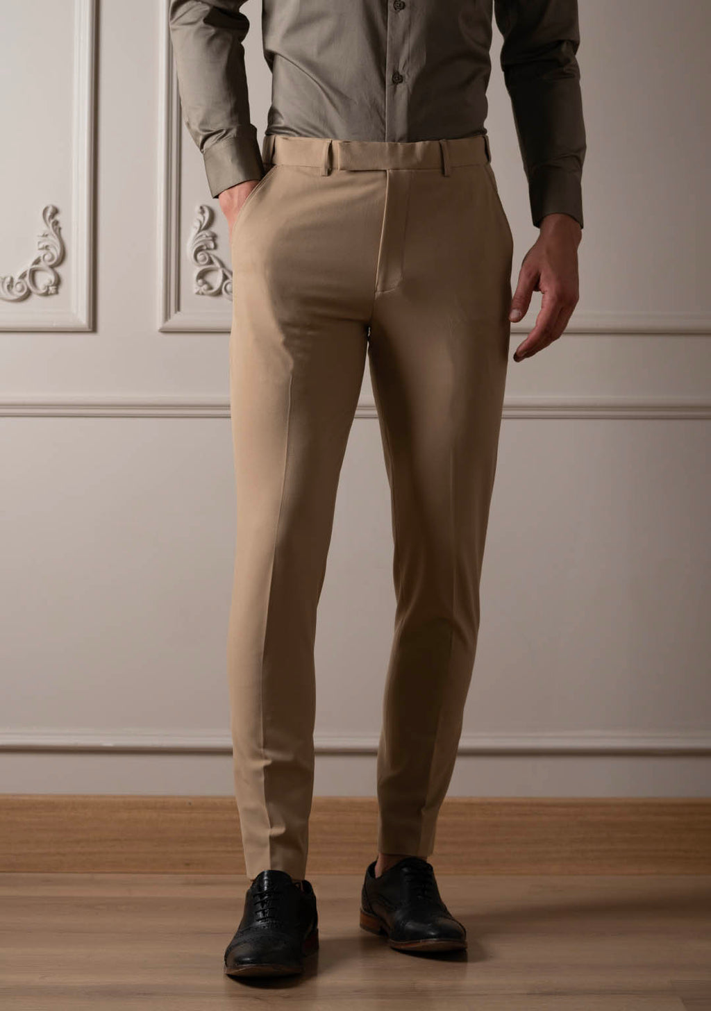 Créme Brulée Colour Formal Trousers for Men - Elite Trouser by 