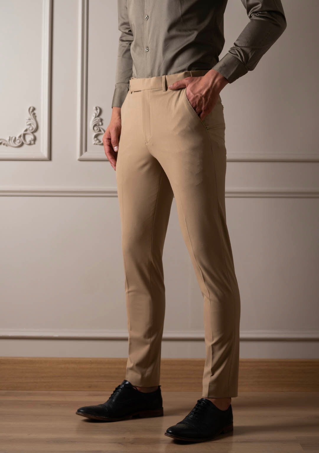 Créme Brulée Colour Formal Trousers for Men - Elite Trouser by