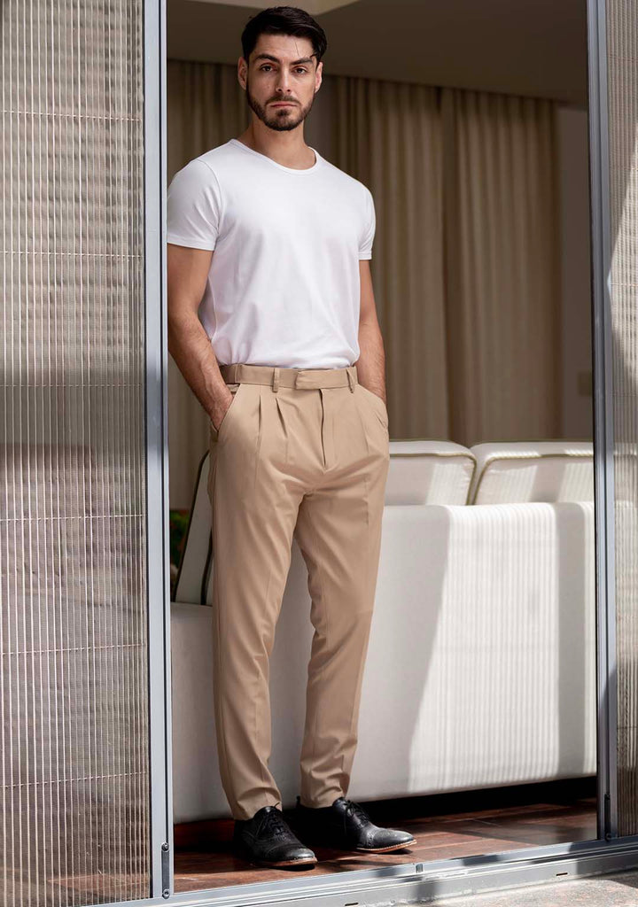 Elite Pleated Trouser in Créme Brulée