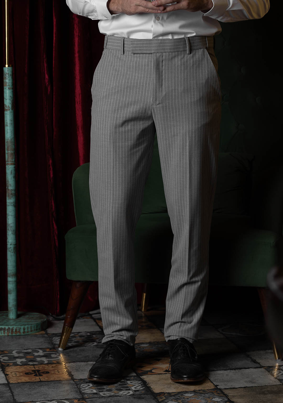 Elite Trousers in Grey Stripes