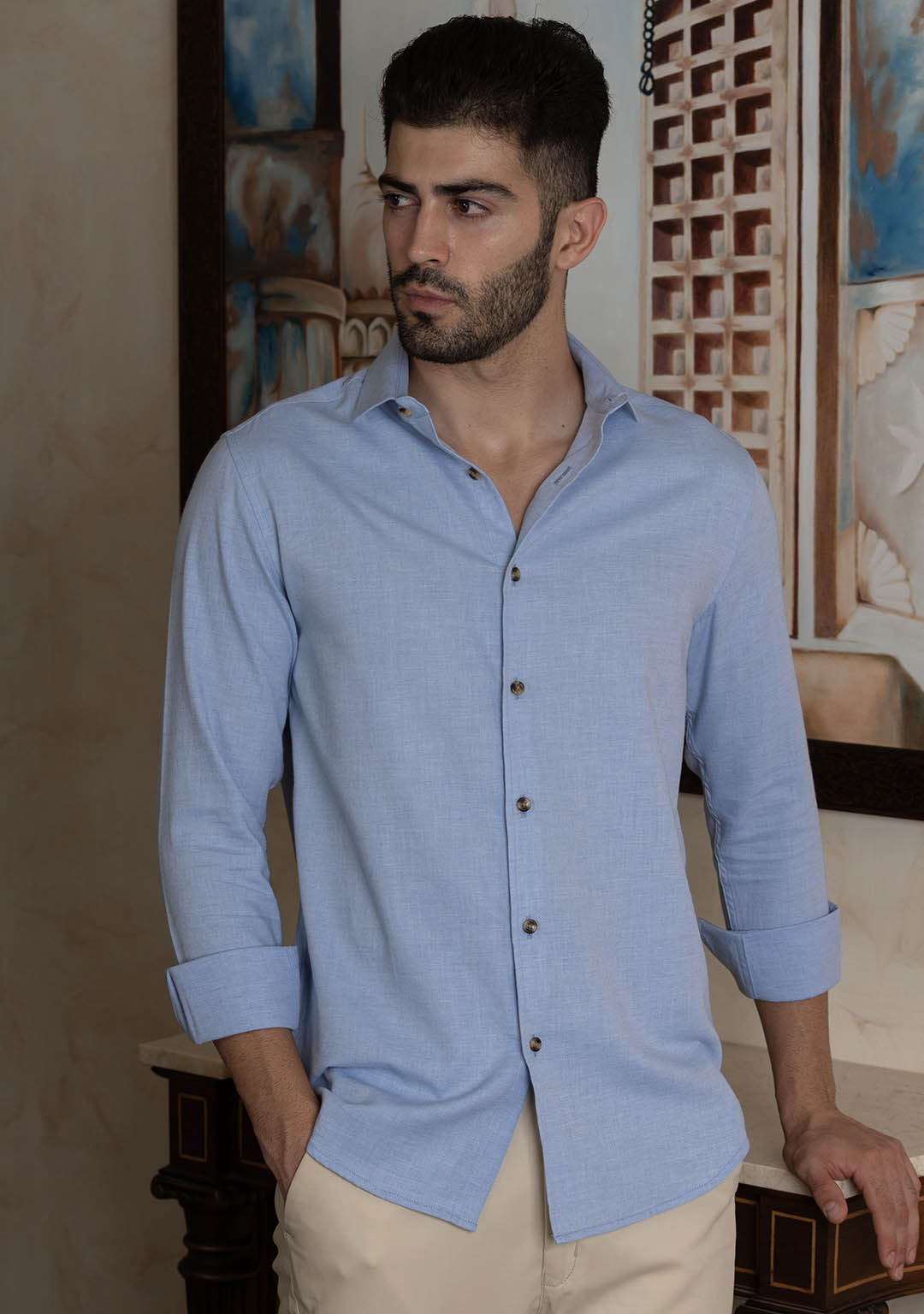 Classic Flannel in Powder Blue
