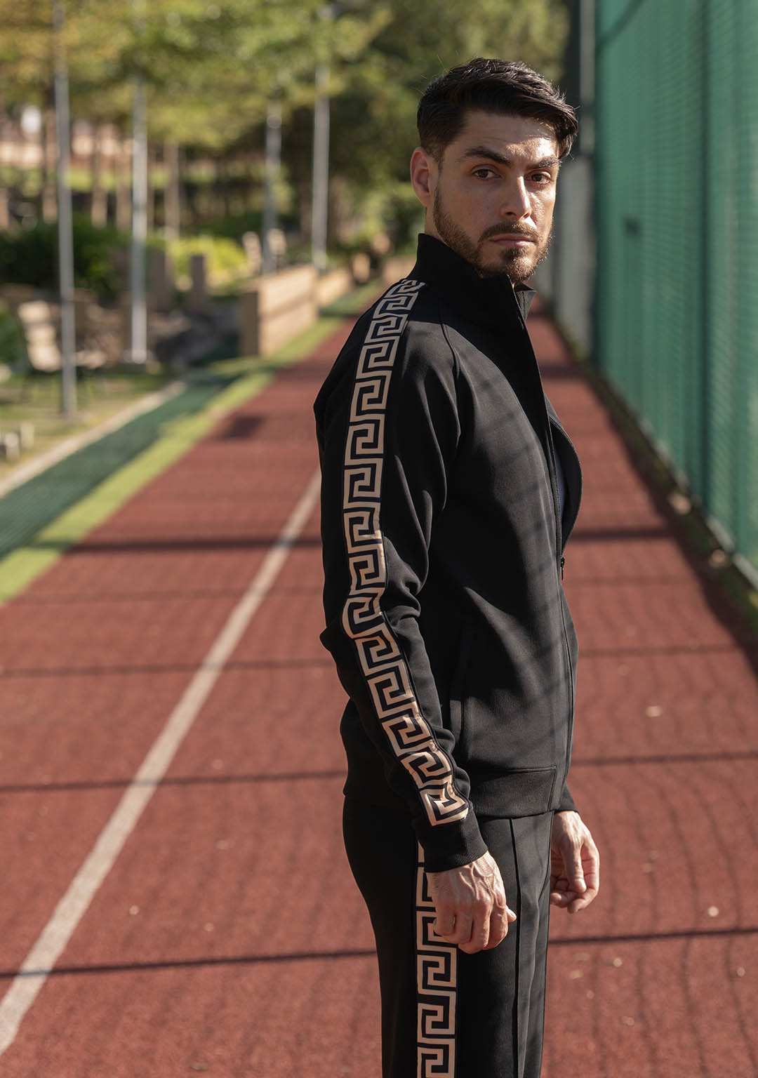 Track Jacket in Black Meander