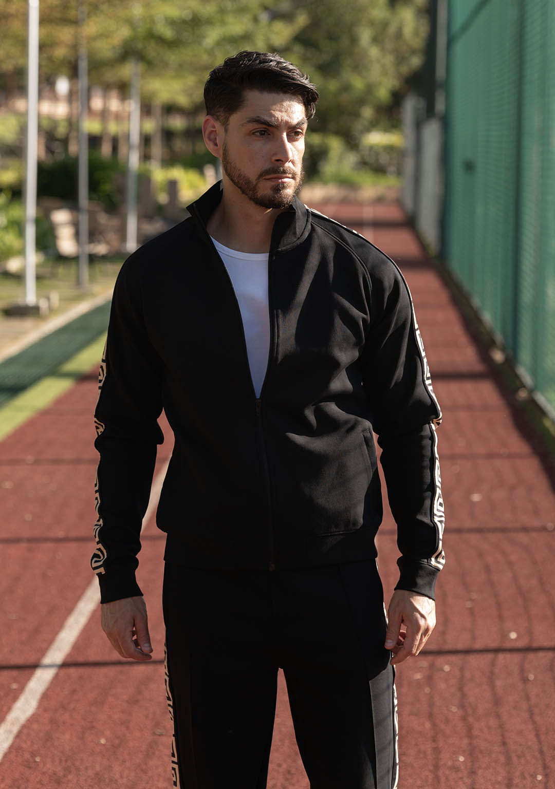 Track Jacket in Black Meander