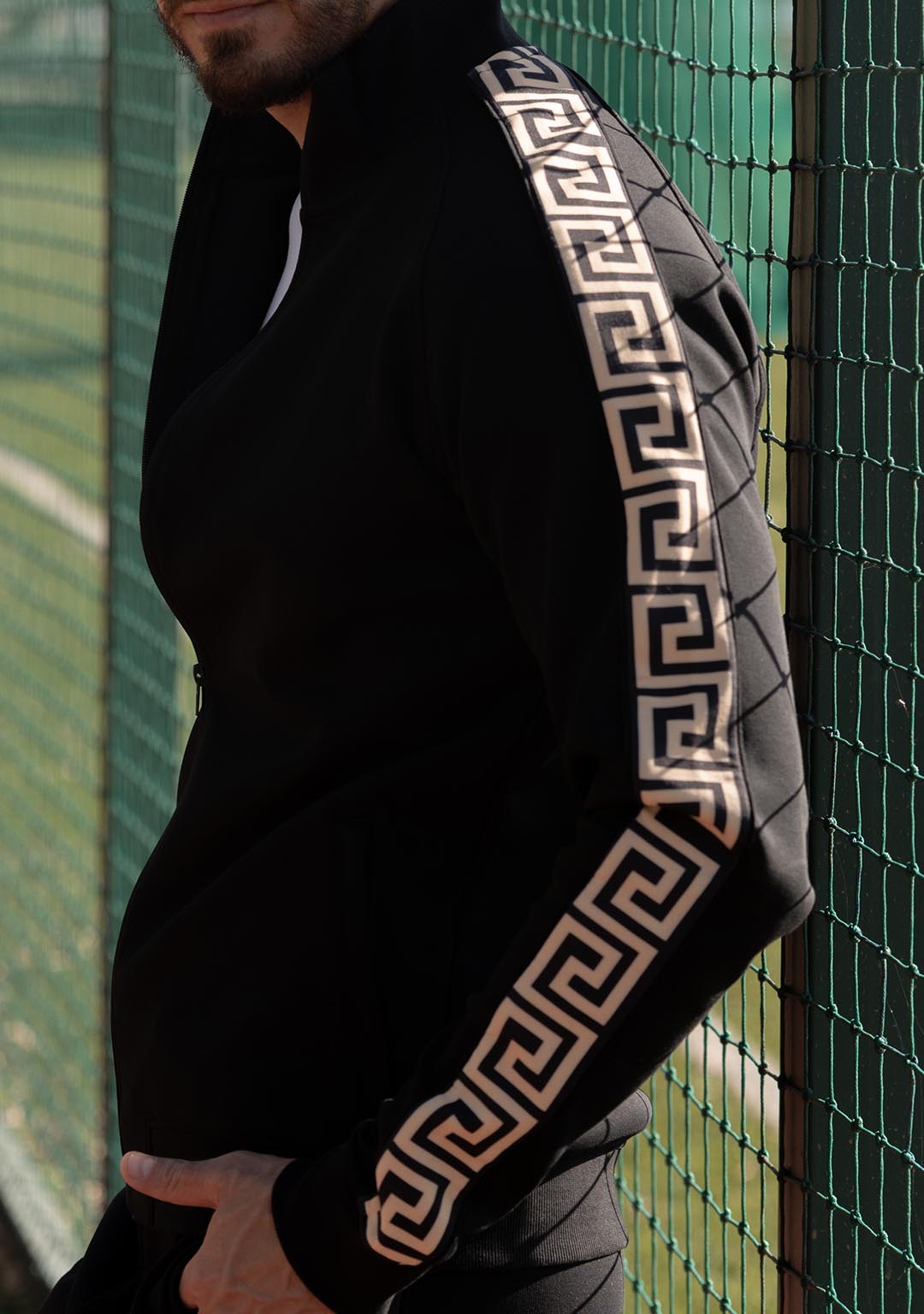 Track Jacket in Black Meander
