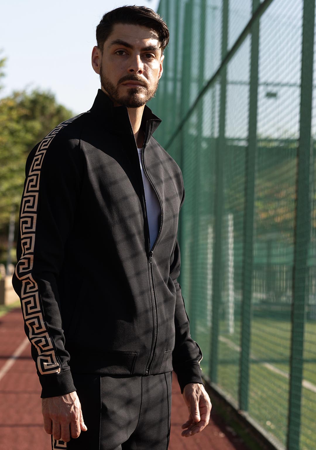 Track Jacket in Black Meander