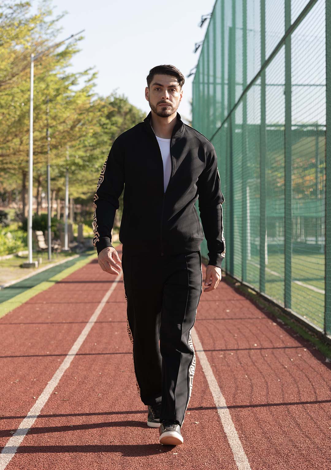 Track Jacket in Black Meander