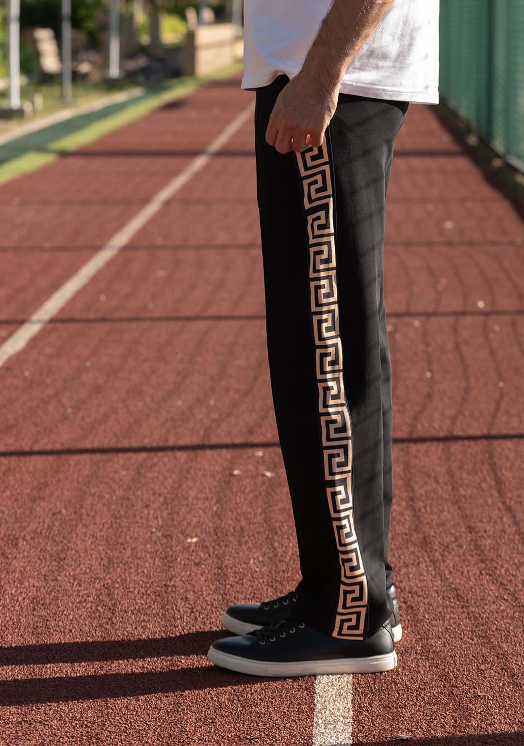 Track Pant in Black Meander