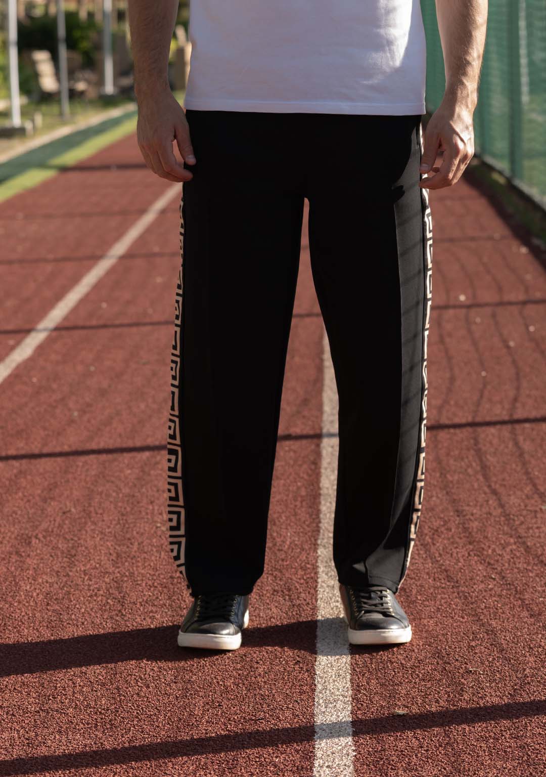 Track Pant in Black Meander