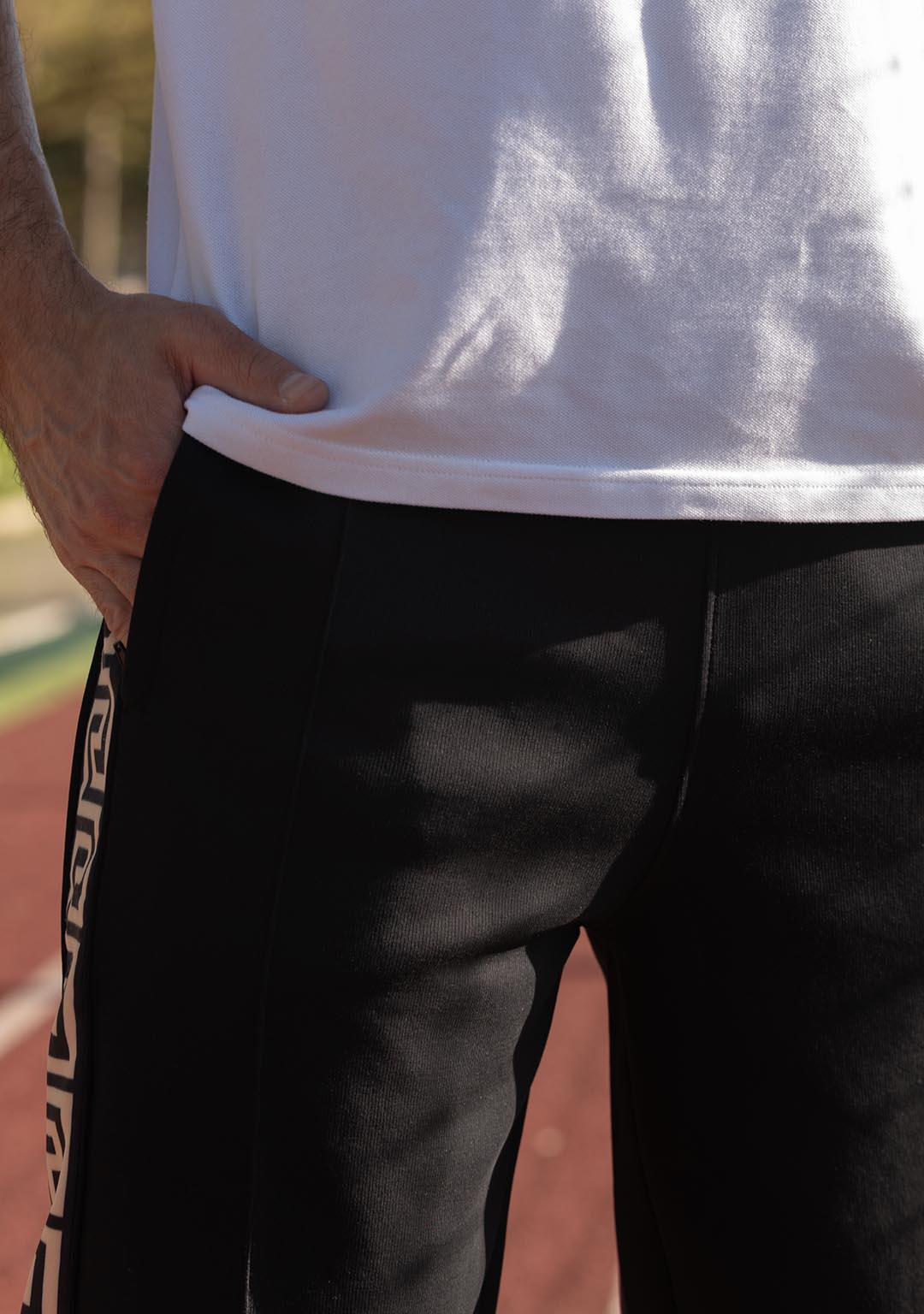 Track Pant in Black Meander
