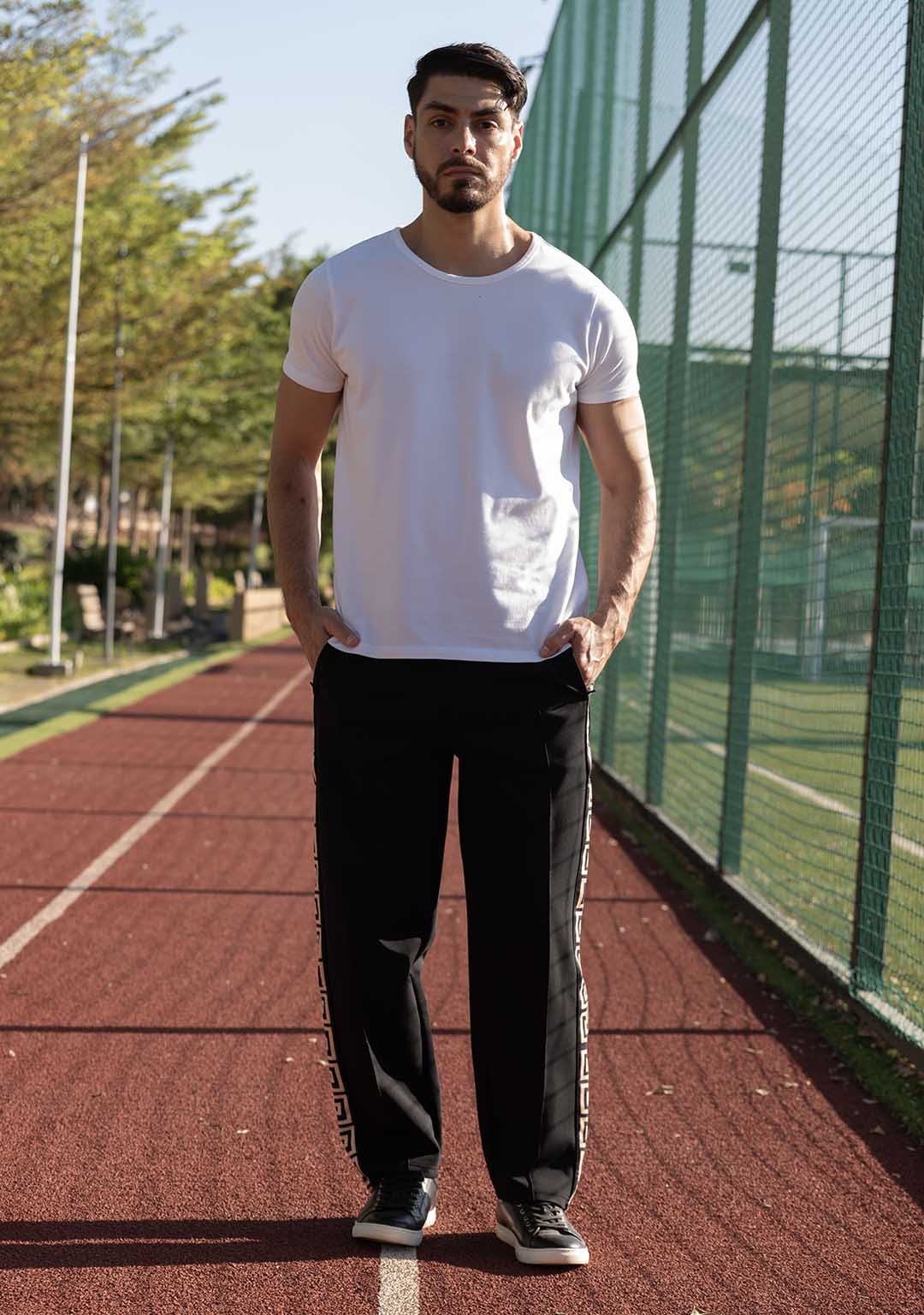 Track Pant in Black Meander