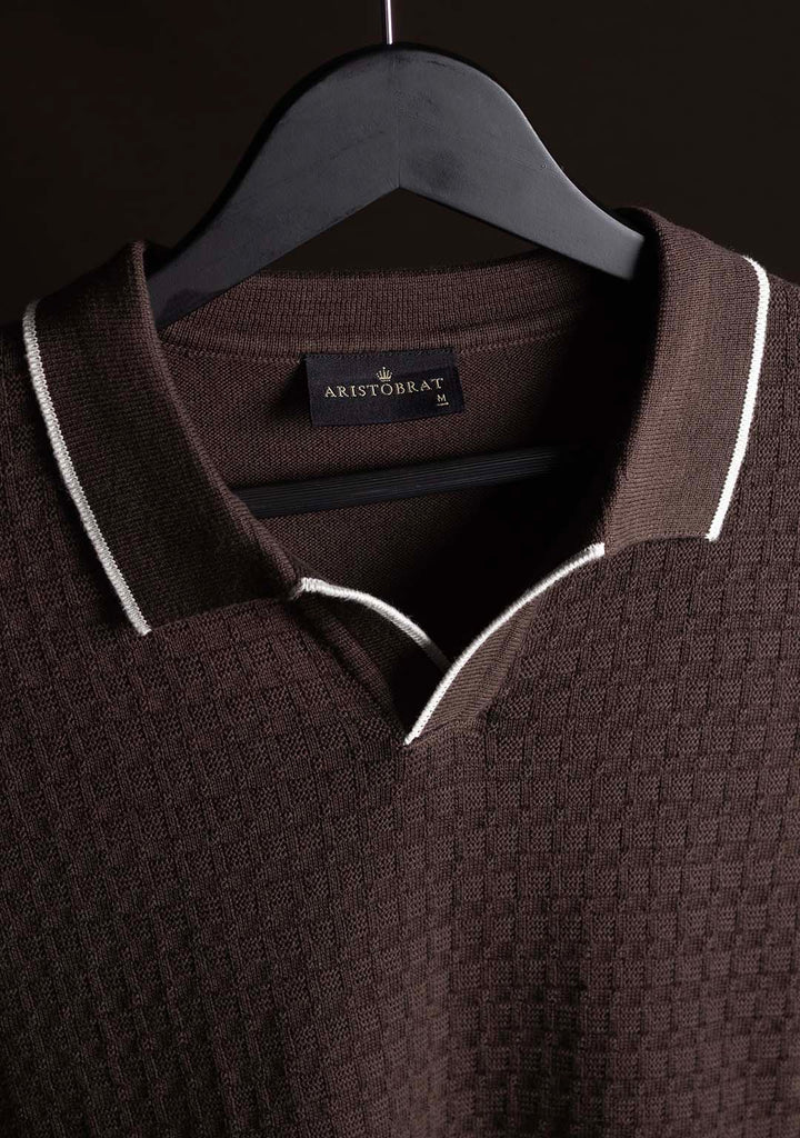 Ghazal Knit Polo in Brown Sugar