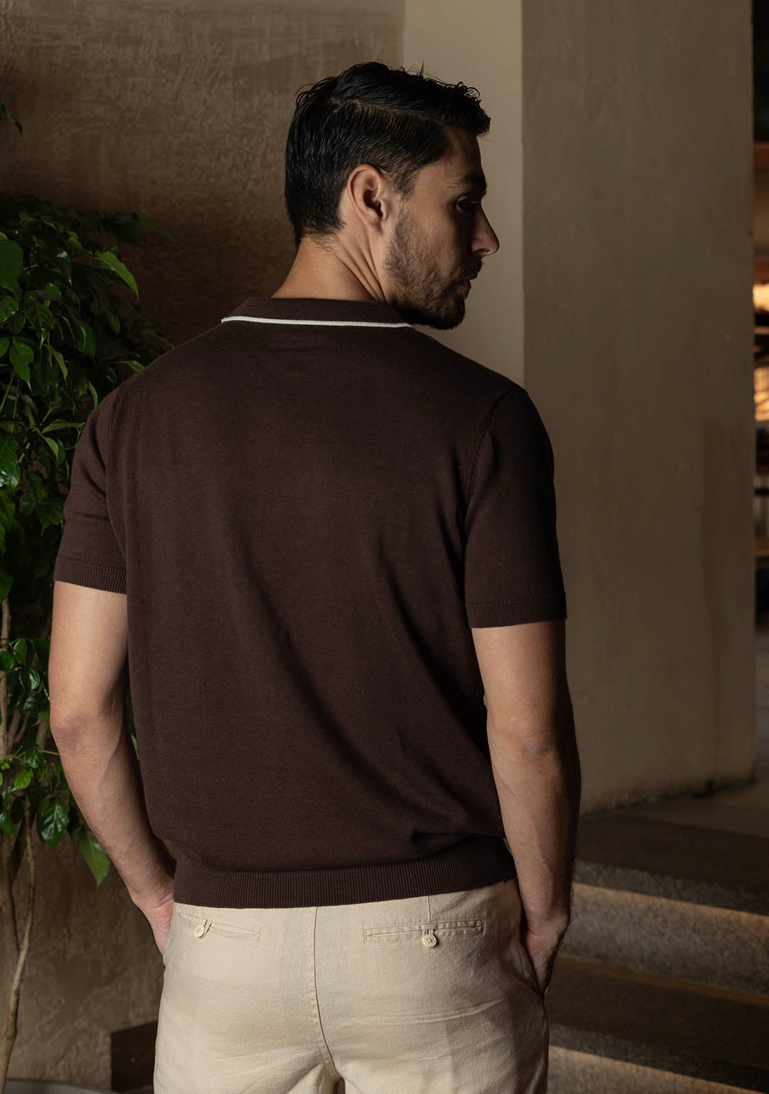 Ghazal Knit Polo in Brown Sugar