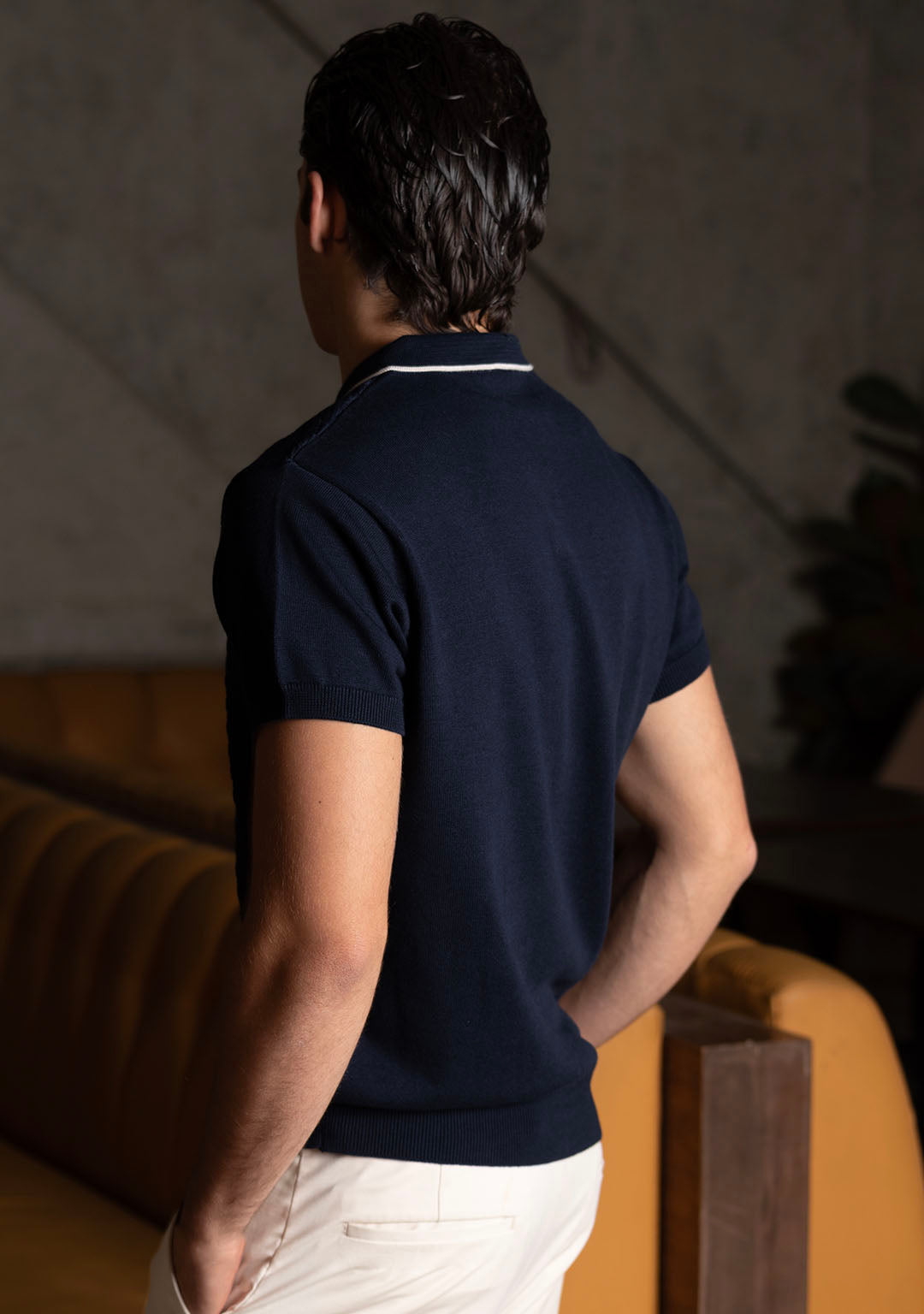 Ghazal Knit Polo in Deep Navy - Aristobrat