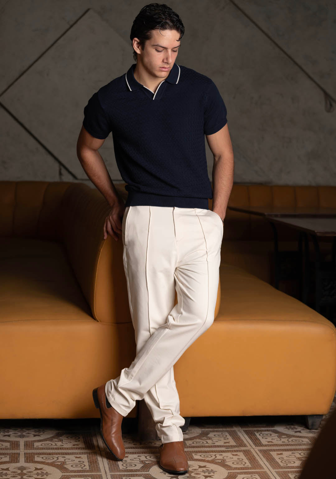 Ghazal Knit Polo in Deep Navy - Aristobrat