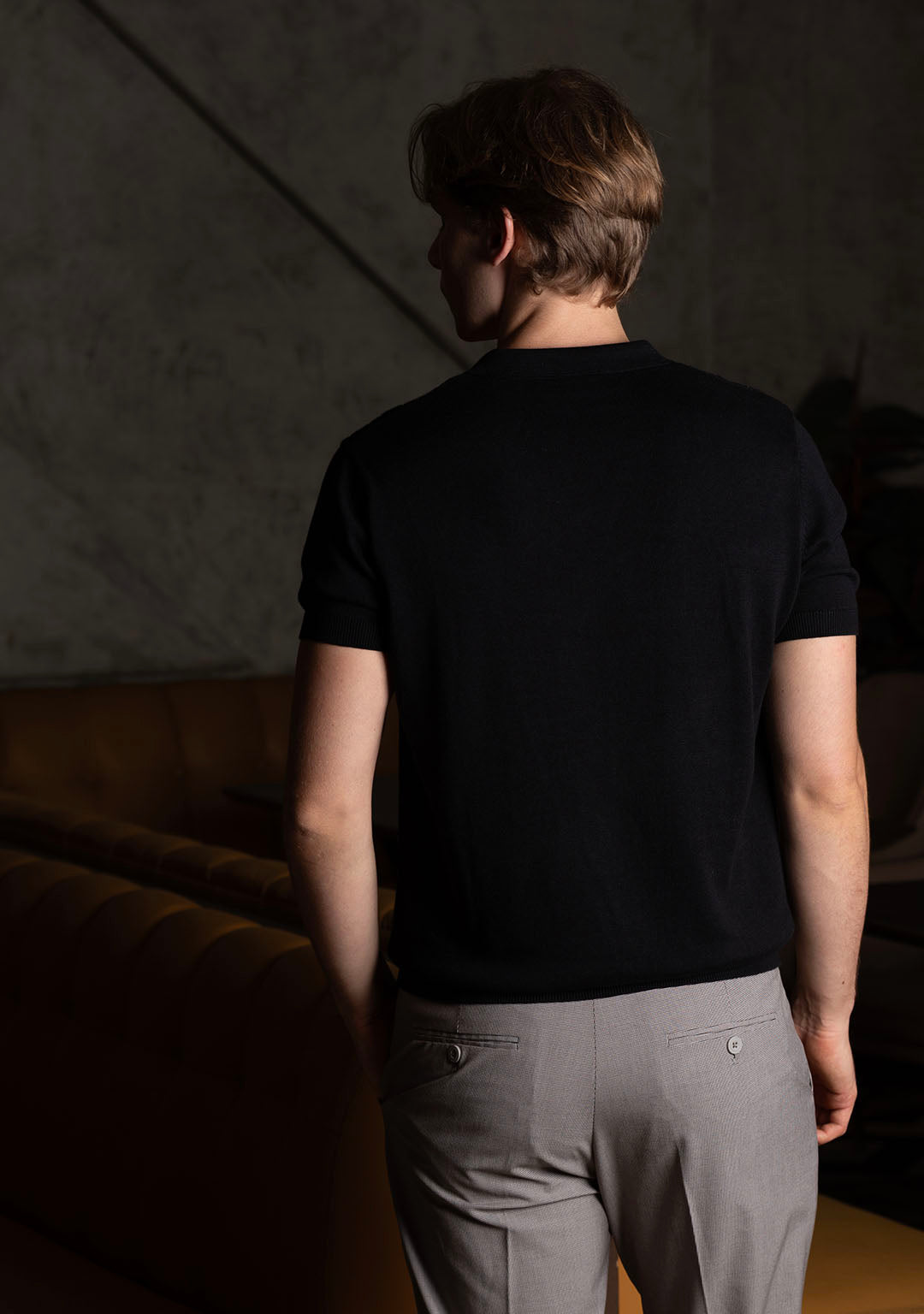 Ghazal Knit Polo in Black