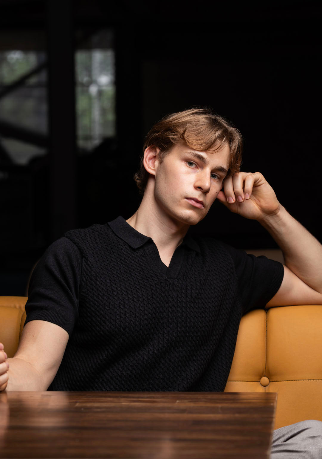 Ghazal Knit Polo in Black
