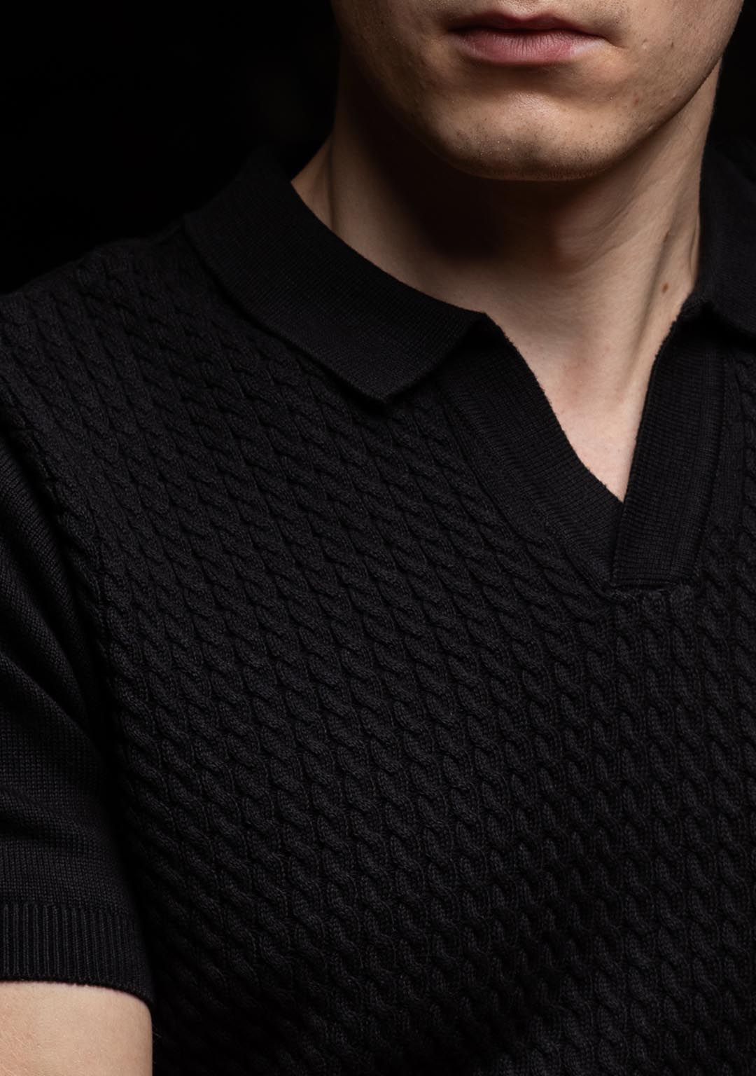 Ghazal Knit Polo in Black