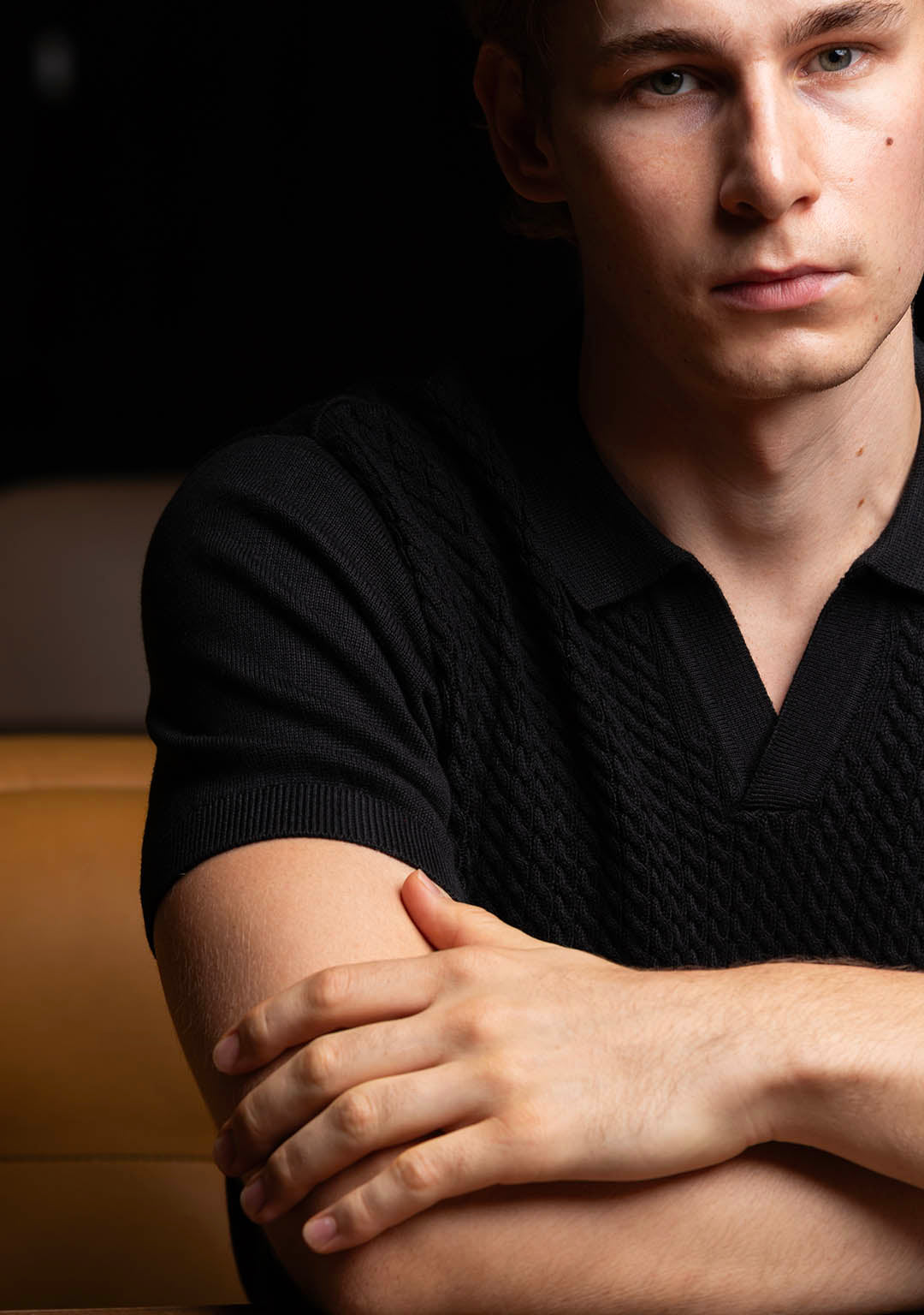 Ghazal Knit Polo in Black