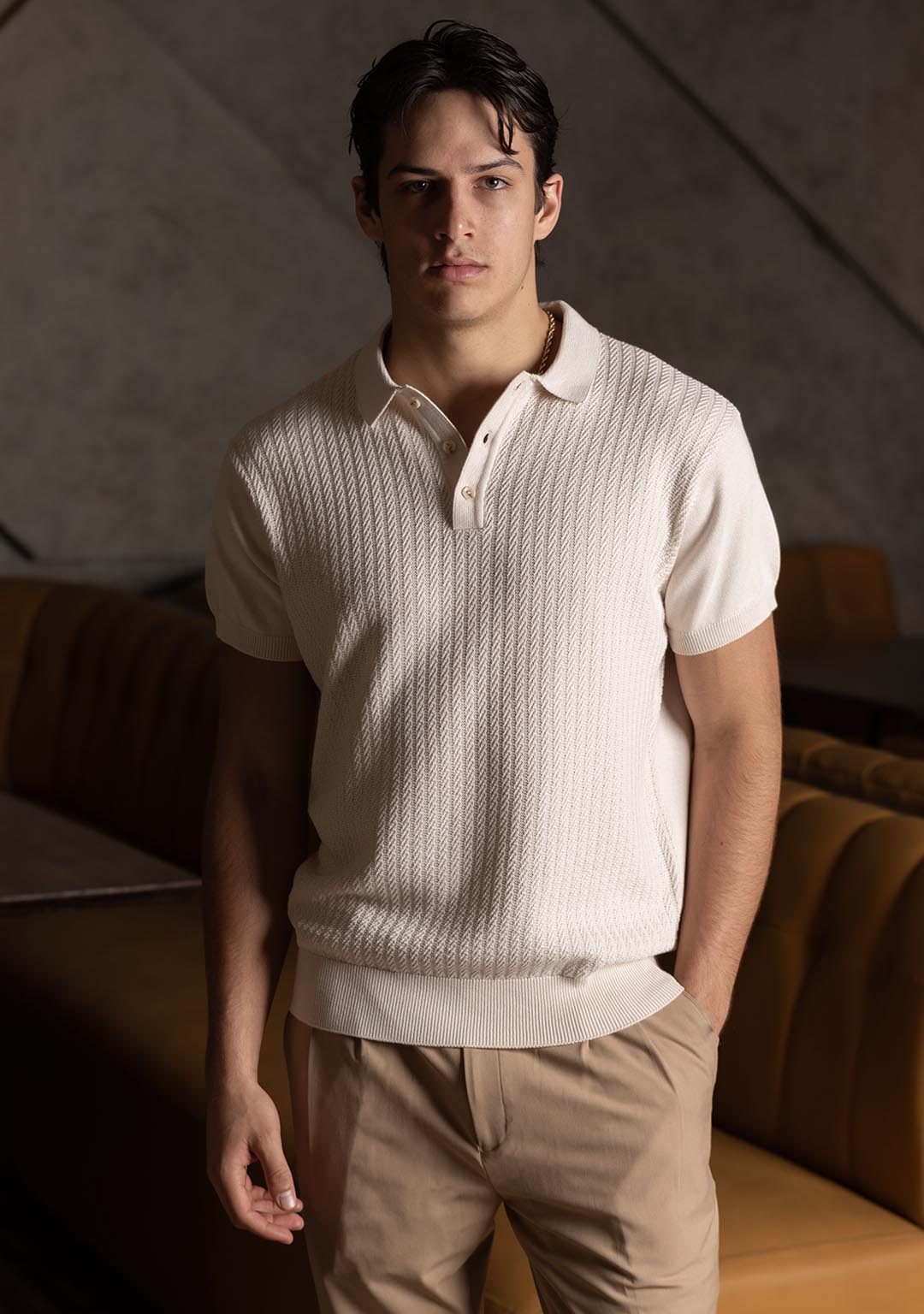 Ghazal Knit Polo in Ecru - Aristobrat