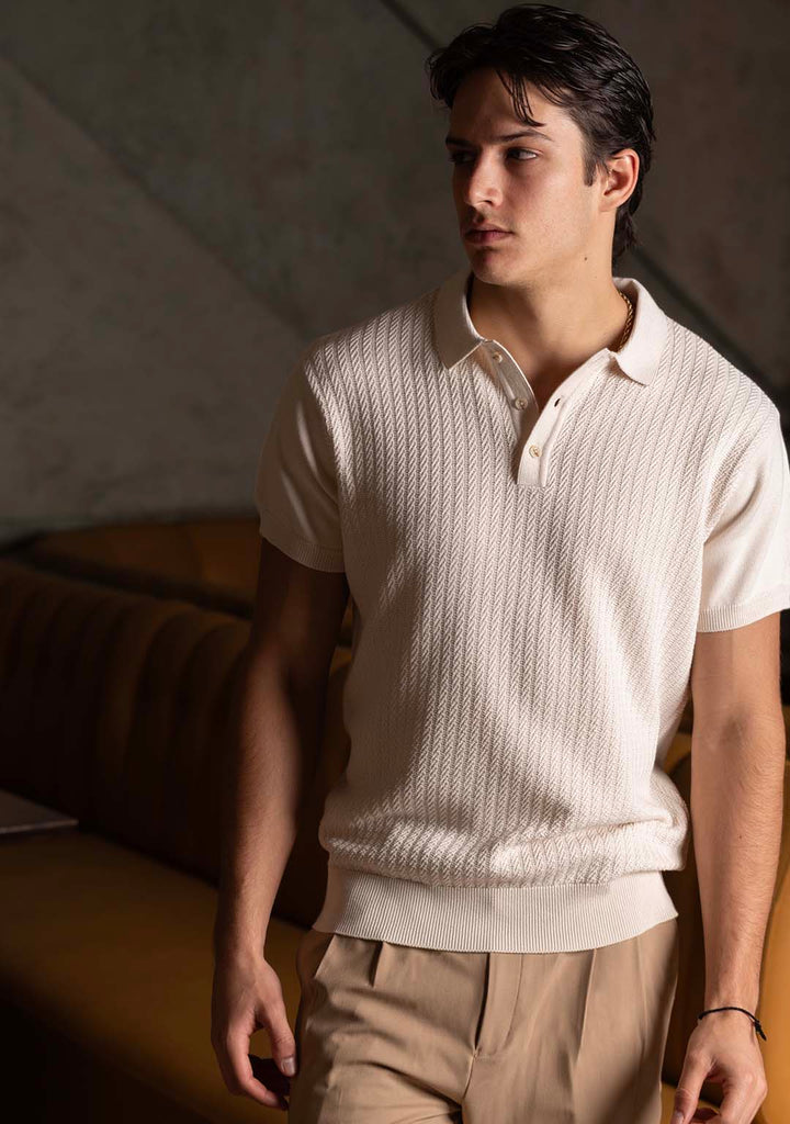 Ghazal Knit Polo in Ecru - Aristobrat