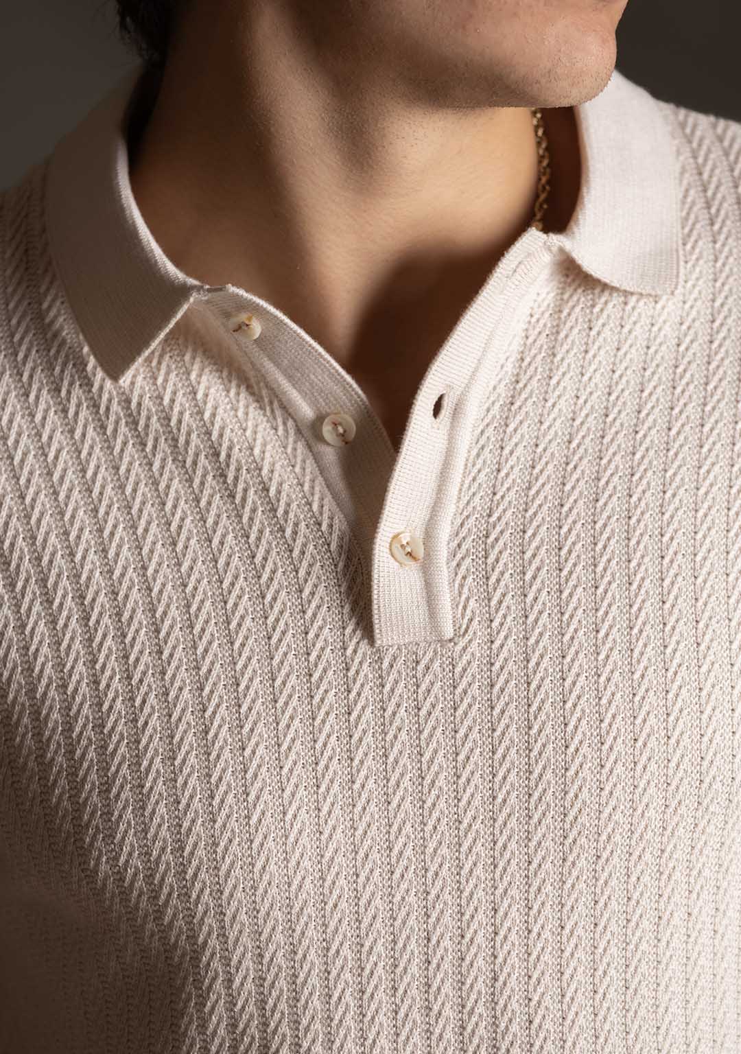 Ghazal Knit Polo in Ecru - Aristobrat