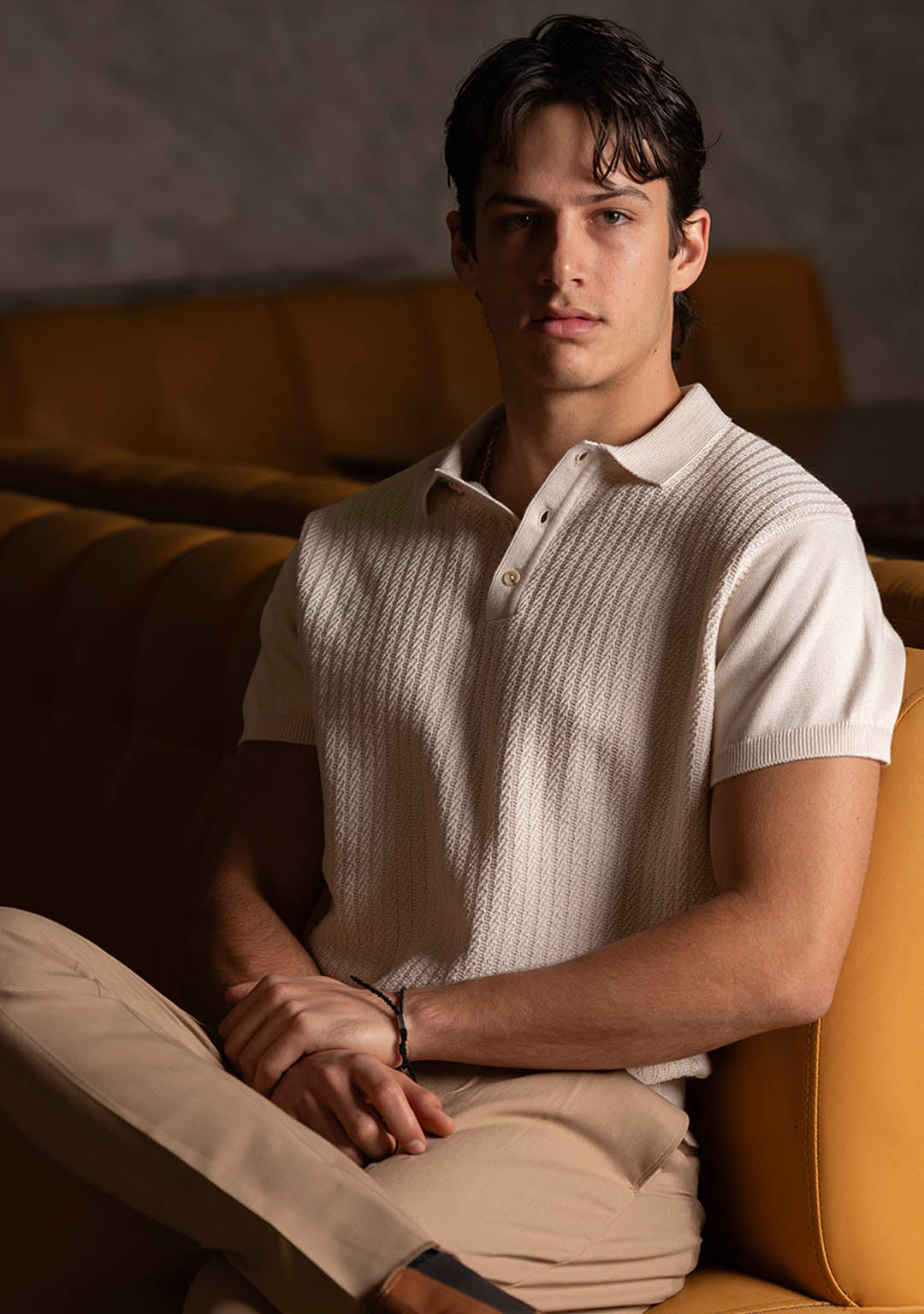 Ghazal Knit Polo in Ecru - Aristobrat