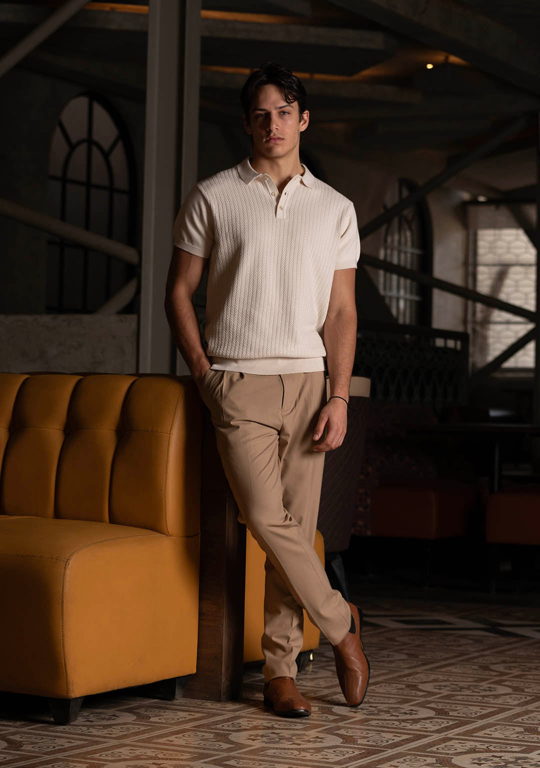 Ghazal Knit Polo in Ecru - Aristobrat