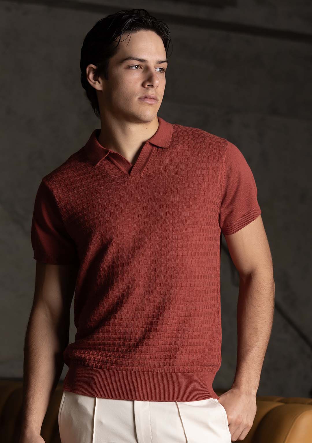 Ghazal Knit Polo in Terracotta - Aristobrat