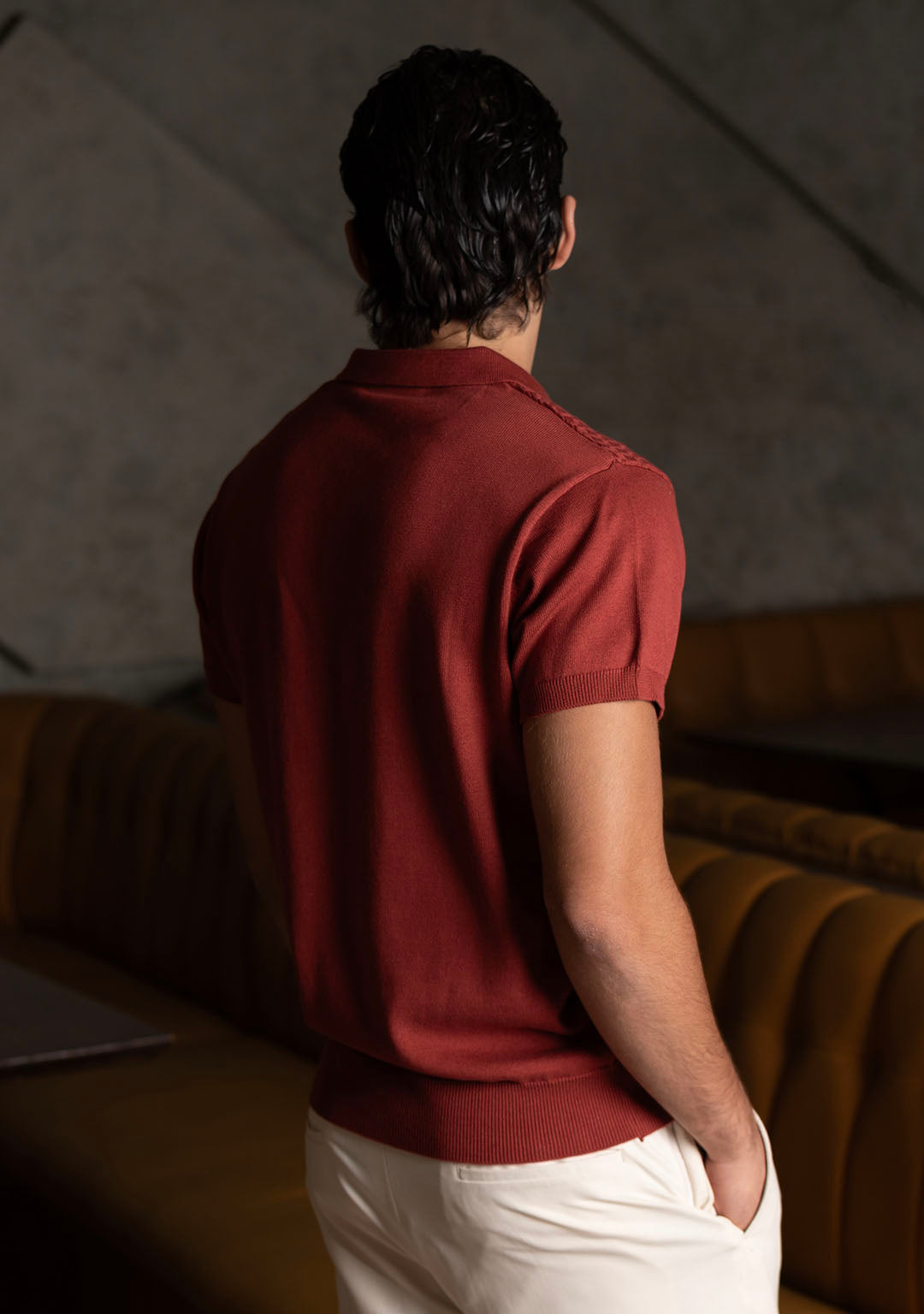 Ghazal Knit Polo in Terracotta - Aristobrat