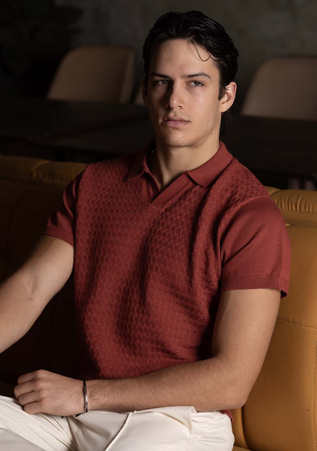 Ghazal Knit Polo in Terracotta - Aristobrat