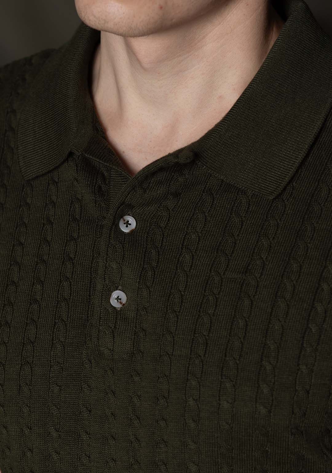 Ghazal Knit Polo in Martini Olive