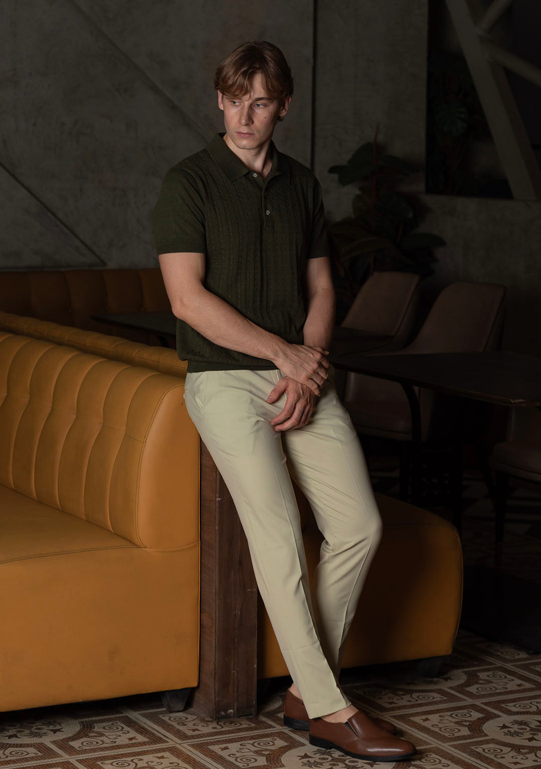 Ghazal Knit Polo in Martini Olive