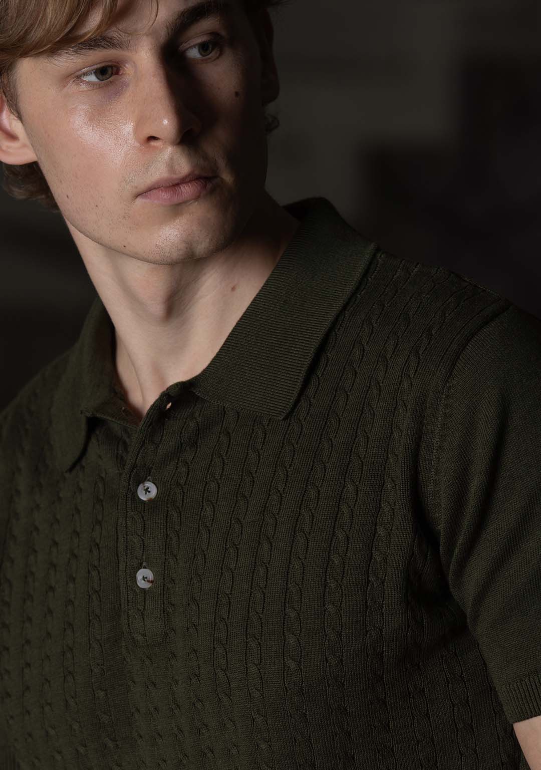 Ghazal Knit Polo in Martini Olive
