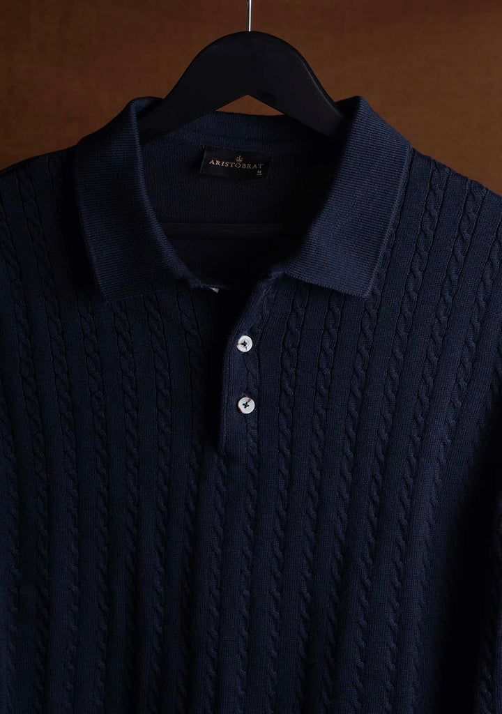 Ghazal Knit Polo in Midnight Oasis