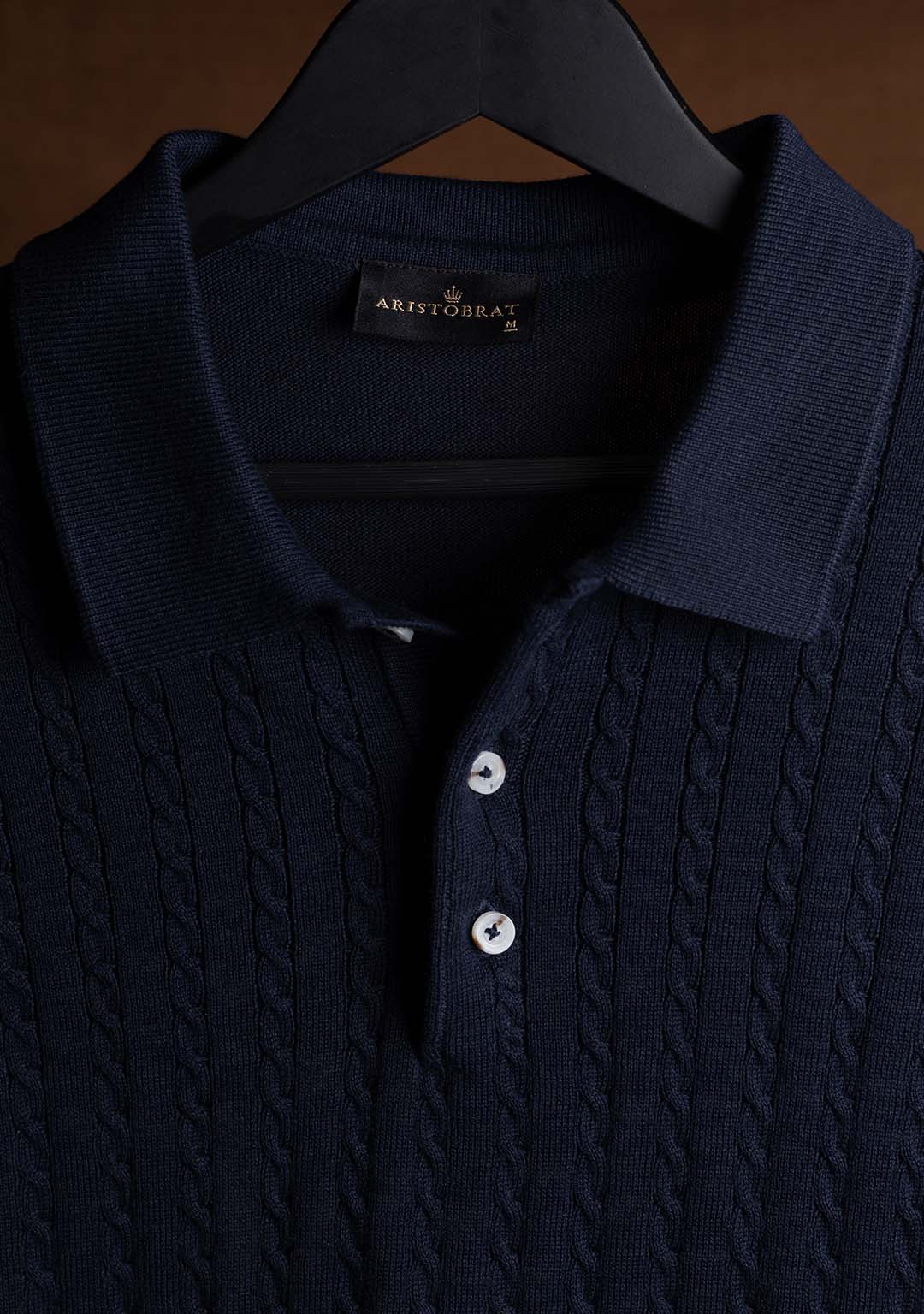 Ghazal Knit Polo in Midnight Oasis