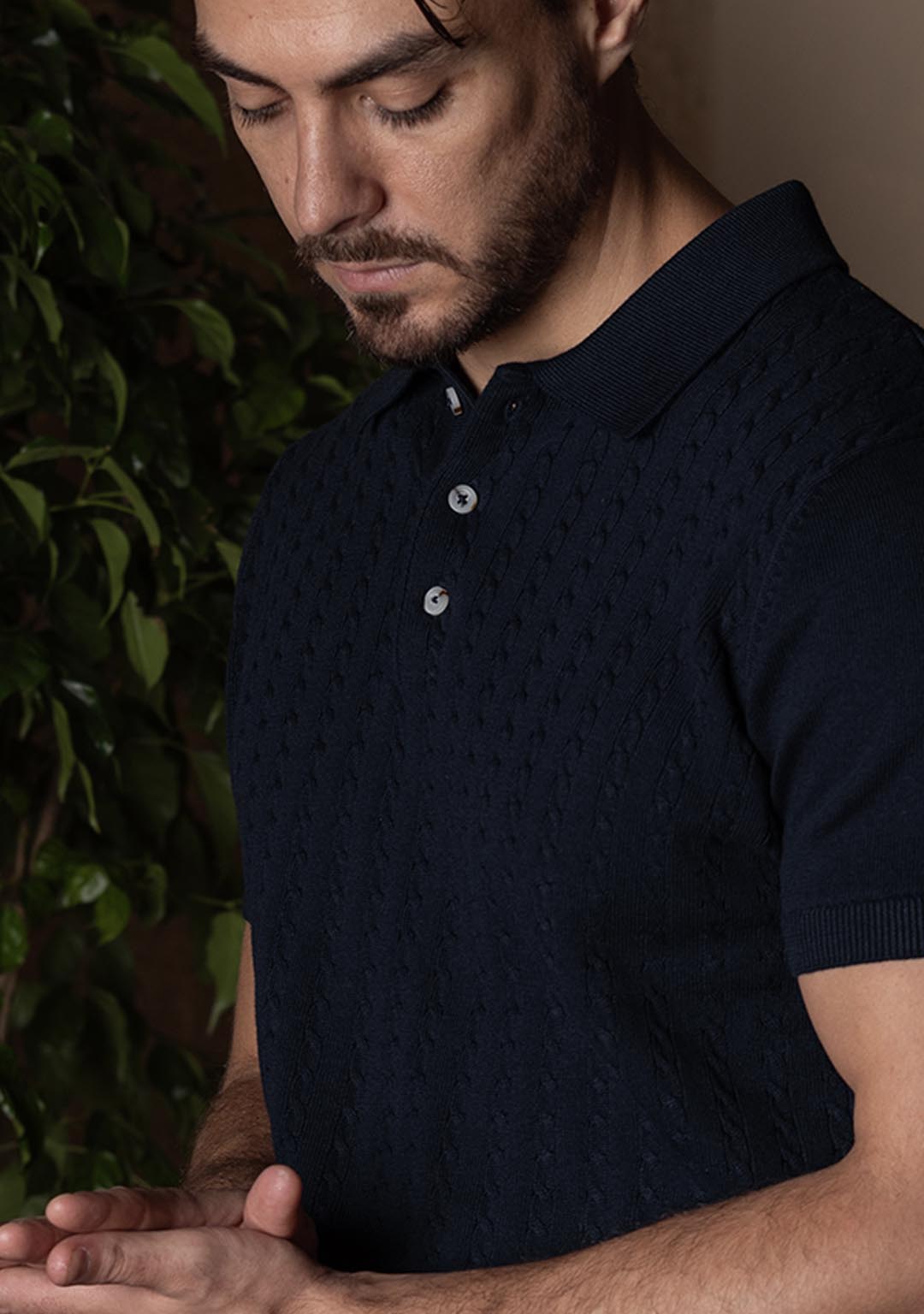 Ghazal Knit Polo in Midnight Oasis
