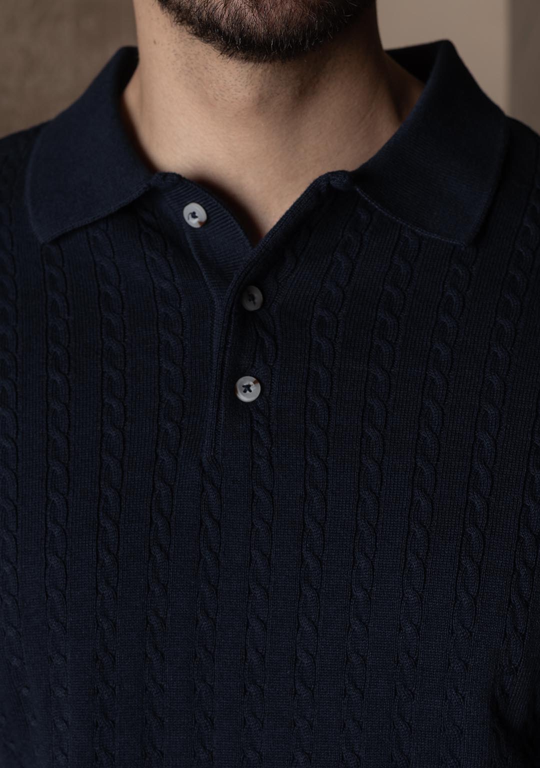 Ghazal Knit Polo in Midnight Oasis