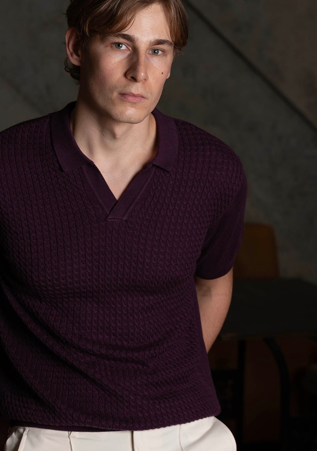 Ghazal Knit Polo in Mulberry